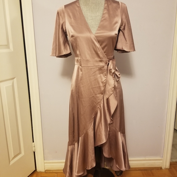 Satin Lilac Yrel Lilas Wrap Dress - Picture 8 of 12
